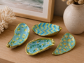 Set of 4 Retro Coastal Large Decorative Hand Painted Oyster Shells